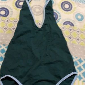 BodySuit Blue and Green. V- neck